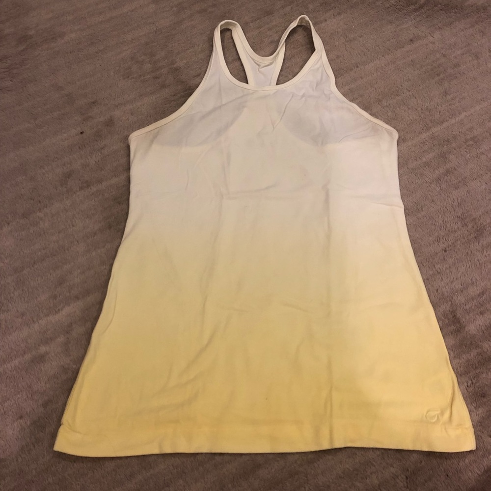 GapFit Yellow Variegated Yellow Racerback Activewear Tank Top Size: Small